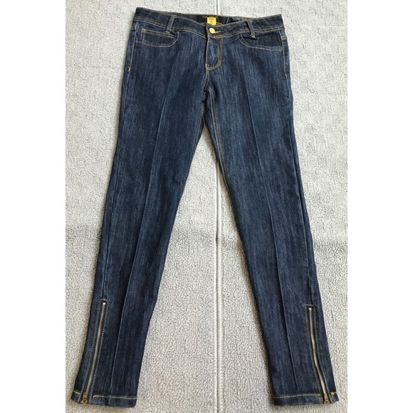 Vintage RocaWear Jeans Womens 5 Hannah Skinny Dark Blue Ankle Zip Hip Hop Y2K - Picture 1 of 14